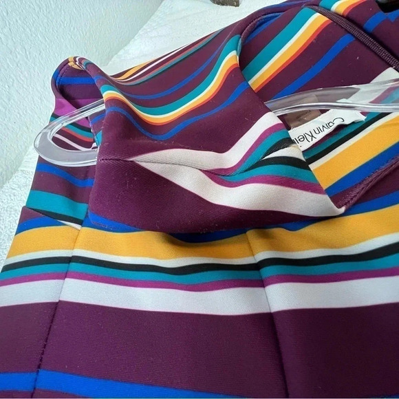 Calvin Klein A Line Striped Multicolor Dress Size 10 - Picture 11 of 16